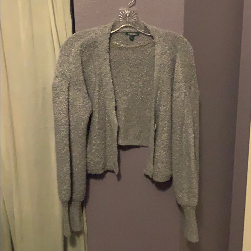 Grey crop button down cardigan
